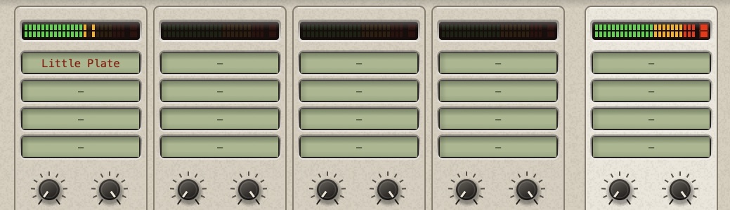 The top of the return strips: the first slot of Return 1 reads Little Plate in red, because that plugin could not be loaded