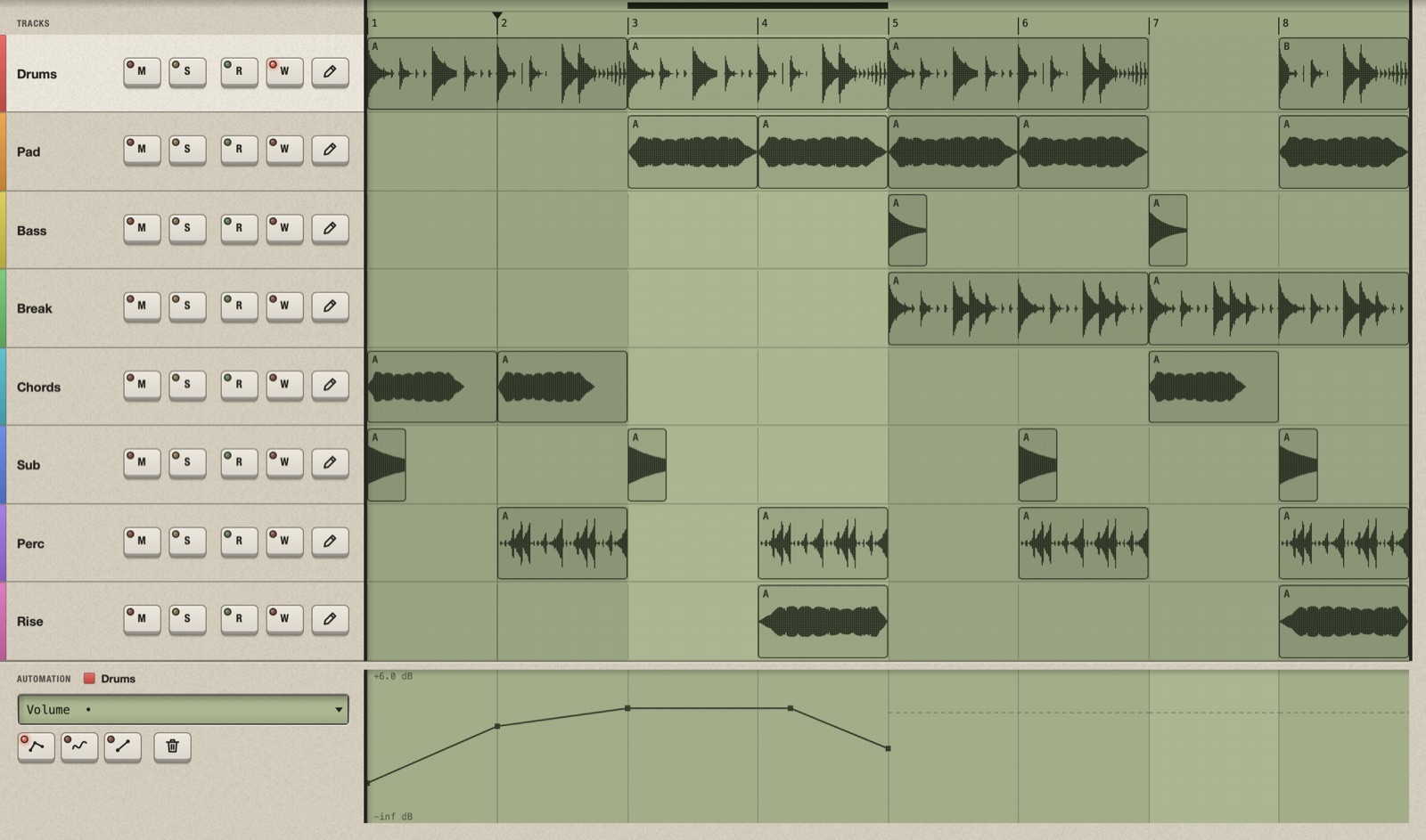 The Multitrack with eight tracks
